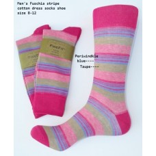 Fuchsia with blue taupe cotton striped dress socks size 8-12